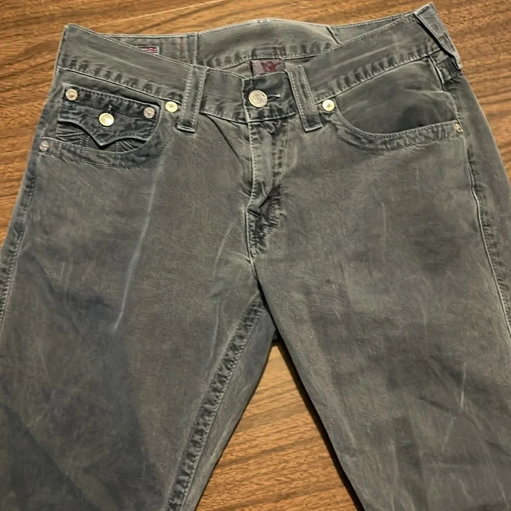 True Religion Size 32 Ricky Blue Gray Denim Jeans